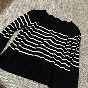 Elegant Black and White Striped Women's Top